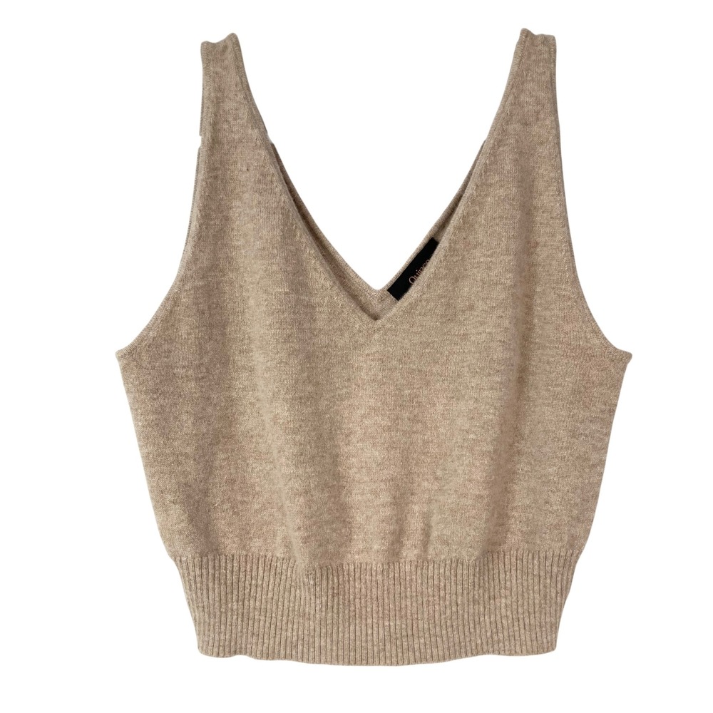 Quince Mongolian Cashmere Oatmeal Sweater Tank S Pullover V-Neck Sleeveless Crop